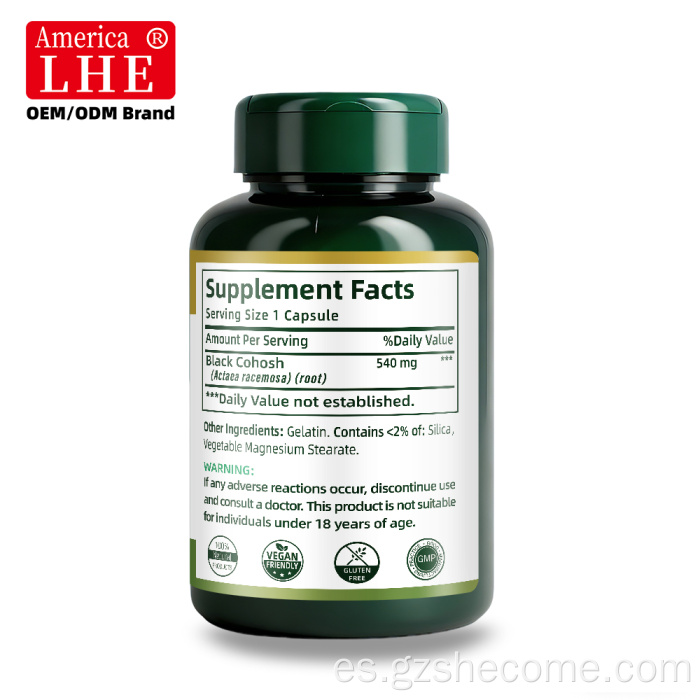 Shecome Black Cohosh Cápsulas Sudor nocturno Apoyo a la menopausia